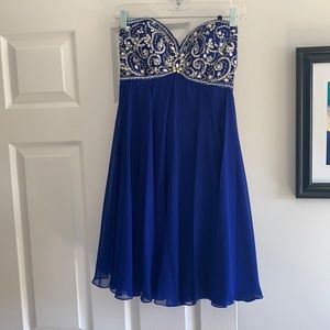 Blue mini prom dress